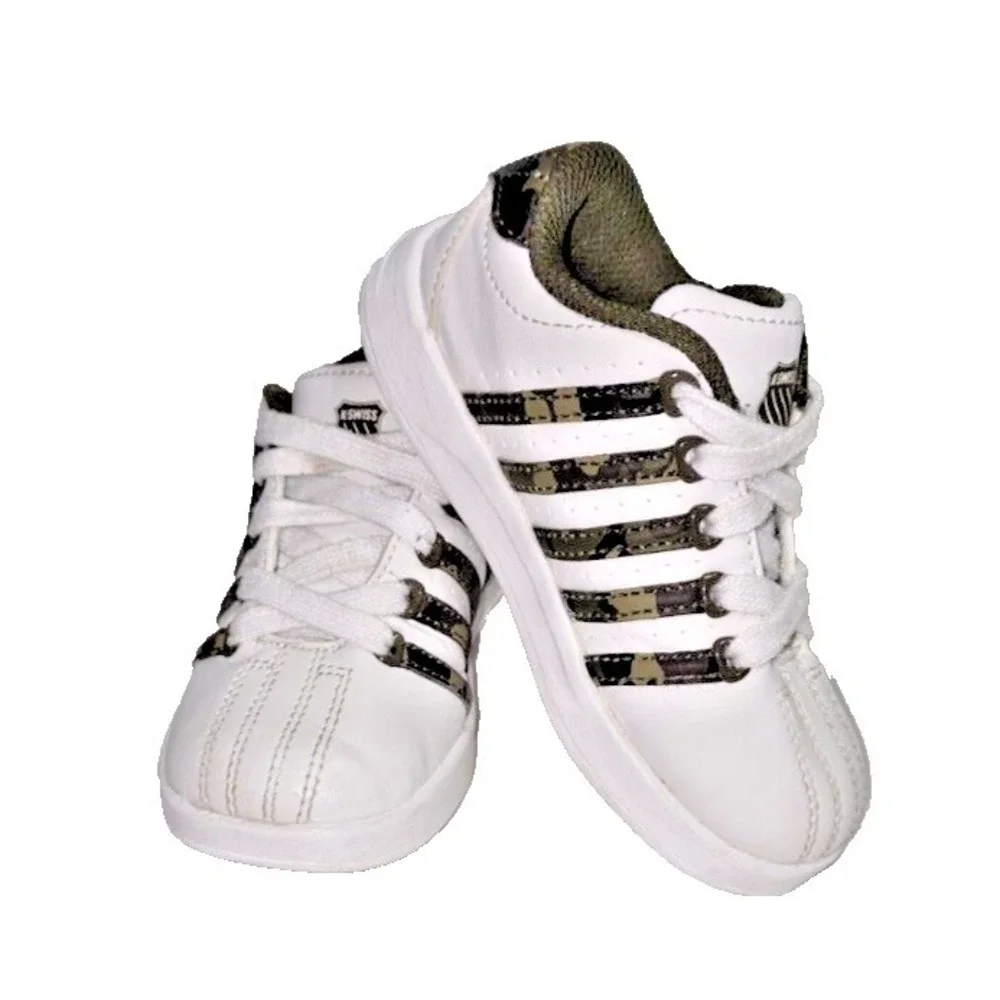 k swiss‎ vn camo toddler sneakers size 7 white shoes camo stripes lace up kids
